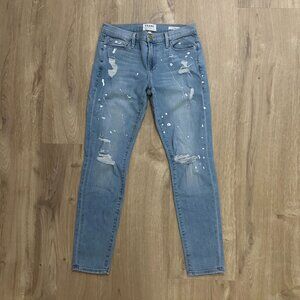 Frame Denim Le Garcon Jeans in Distressed Paint Splatter - 25